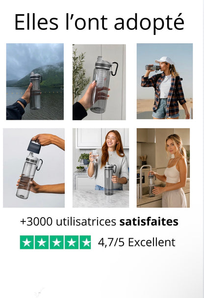 Bouteille d'eau filtrante au charbon actif